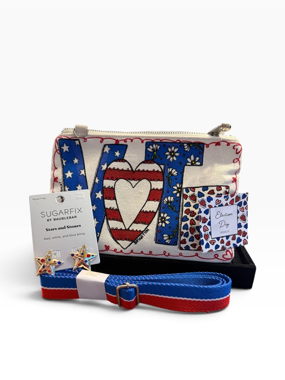Brighton Crossbody and Sugar Fix Earrings VOTE Election Day Bundle NWT